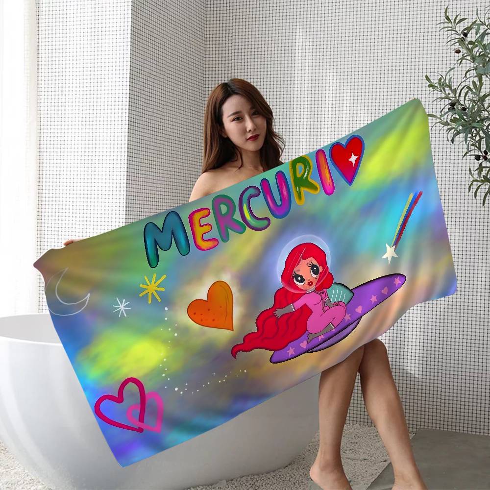 Karol G Female Singer Beach Towels Shower Towel Sauna Travel Spa Microfiber Quick Dry Gym Accessories Cute Room Decor