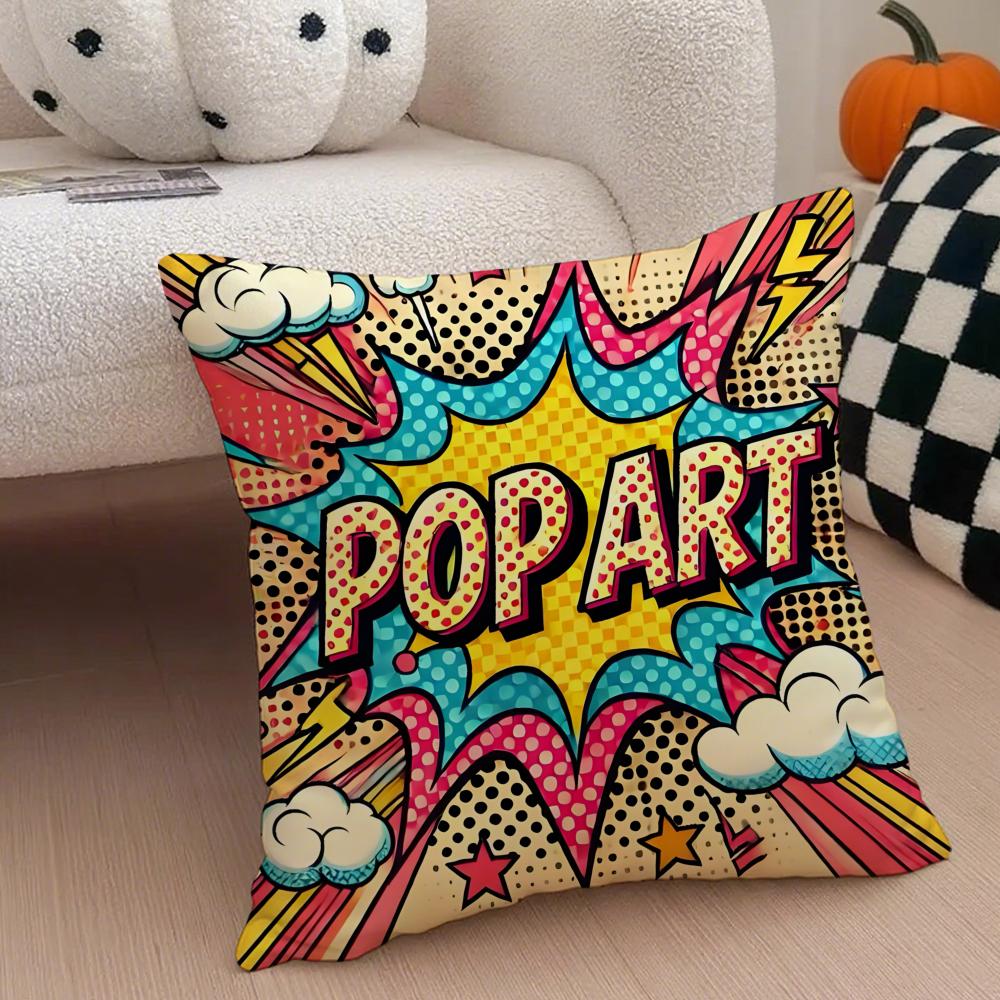 Classic Pop Art American Art RRoy Lichtenstein Cushion Cover Throw Pillow Cover Hidden Button Durable Polyester Chair Cushion