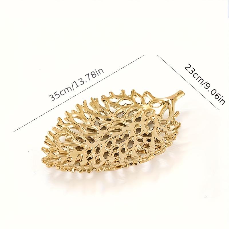 1 шт. Элегантный декоративный поднос с золотисто-желтым узором из листьев, Роскошный декор для столешницы в гостиную, столовую, для свадеб, мероприятий, Поверхность для контакта с непищевыми продуктами