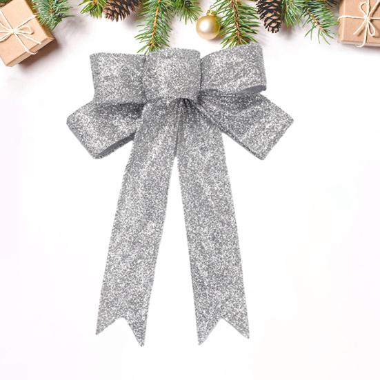 Рождественский бант Yousheng, двухслойный, блестящий, праздничный, многоразовый, елочный декор, легкий, для новогодней вечеринки, большой рождественский бант