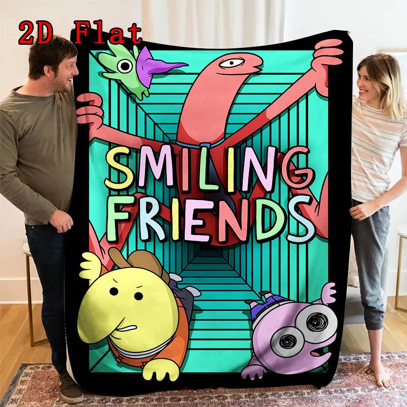 Anime Smiling Friends 2D Flat Pattern Flannel Blanket High quality All Seasons Warmth and Comfort Perfect for Christmas Gifts.PMT0914304
