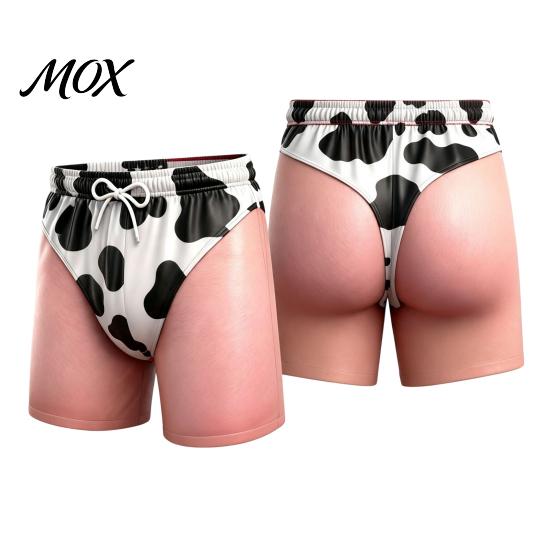 Funny Gift for Men Hairy Booty Shorts, Cheeky Swim Trunks, 3D Fun Flamingo Pattern Shorts Butt Print Beach Summer Vacation Pool Party Surfing Gear