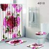 Painted Flowers Bathroom Shower Curtain Floor Mat Toilet Cover Foot Mat Four-Piece Pattern Size Fixed Zhi