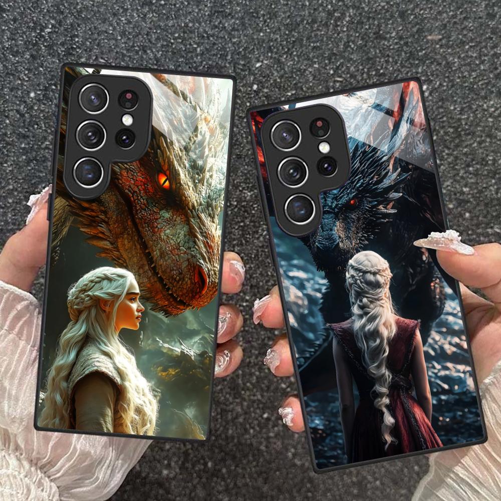 Стеклянный чехол для мобильного телефона «Королева Драконов» для Samsung Galaxy S26 S25 S24 S23 S22 S21 S20 Note20 Plus FE Ultra Цветной чехол