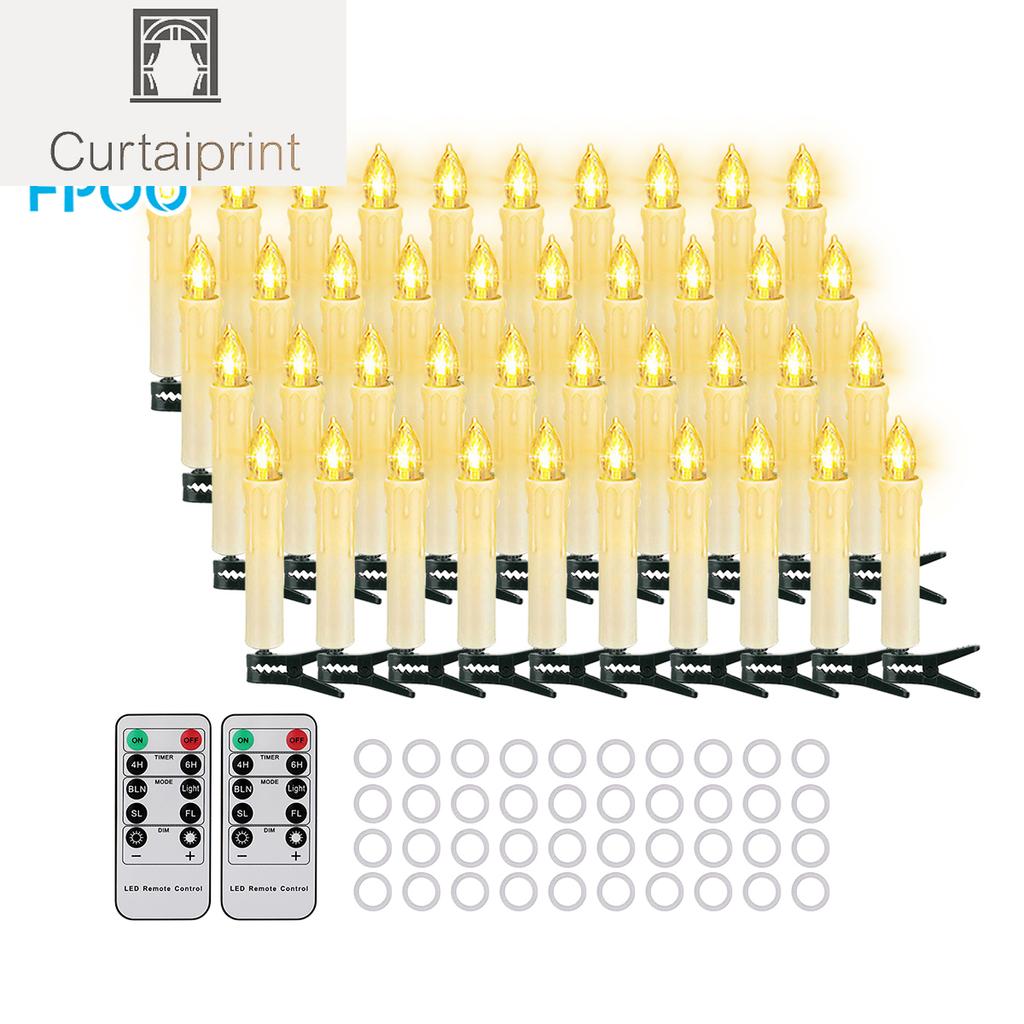 40 шт. водонепроницаемых свечей для рождественской елки с таймером и пультом дистанционного управления 2024 г., свечи для украшения дома, беспламенные мигающие светодиодные свечи