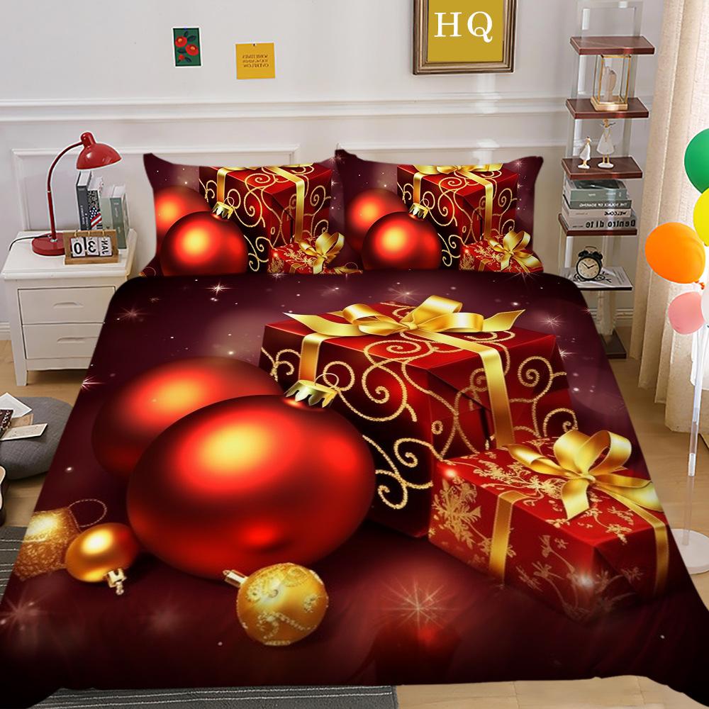 Christmas Tree 3D Printed Polyester Pillowcase Quilt Cover Two Or Three-Piece Set