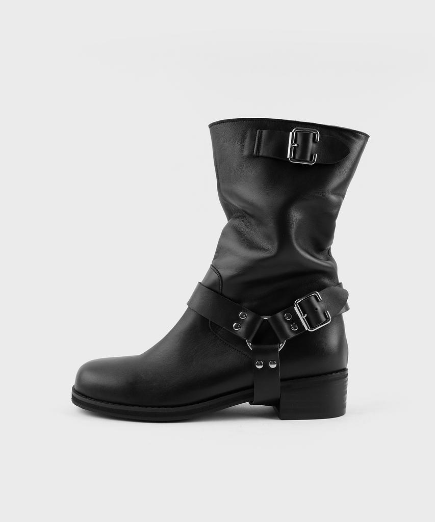 Moodnight Simon 2-Way Biker Mid-Calf Boots - Detachable Belt / 3 Colors 4Cm