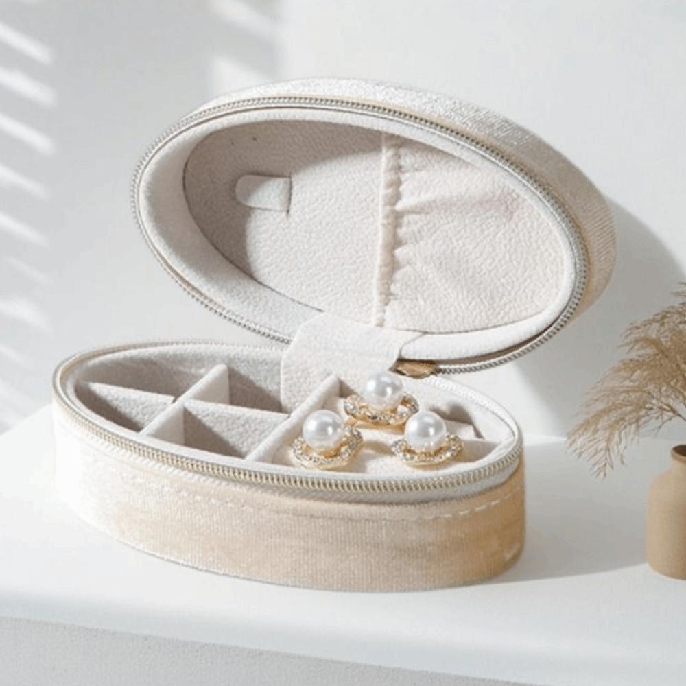 Oval Shape Oval Velvet Jewelry Box Portable Ring Earring Necklace Box Gift for Women