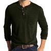 Мужская рубашка Henley с длинным рукавом, повседневный мешковатый пуловер на пуговицах, однотонные футболки, топы