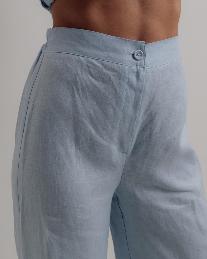 Костюм женский летний Esta Line 7738 38 голубой льон (жилет, брюки)