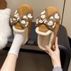 Флисовые теплые тапочки-бантики женские зимние ins тренд корейская версия мягкая толстая подошва хлопковые шлепанцы модная уличная одежда повседневные хлопковые шлепанцы