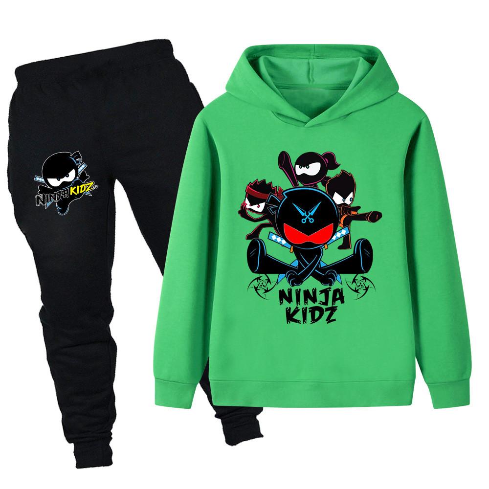PB1170 Детские Мальчики Девочки NINJA KIDZ Принт Уличные Худи с Длинным Рукавом Брюки Комплекты Верхней Одежды