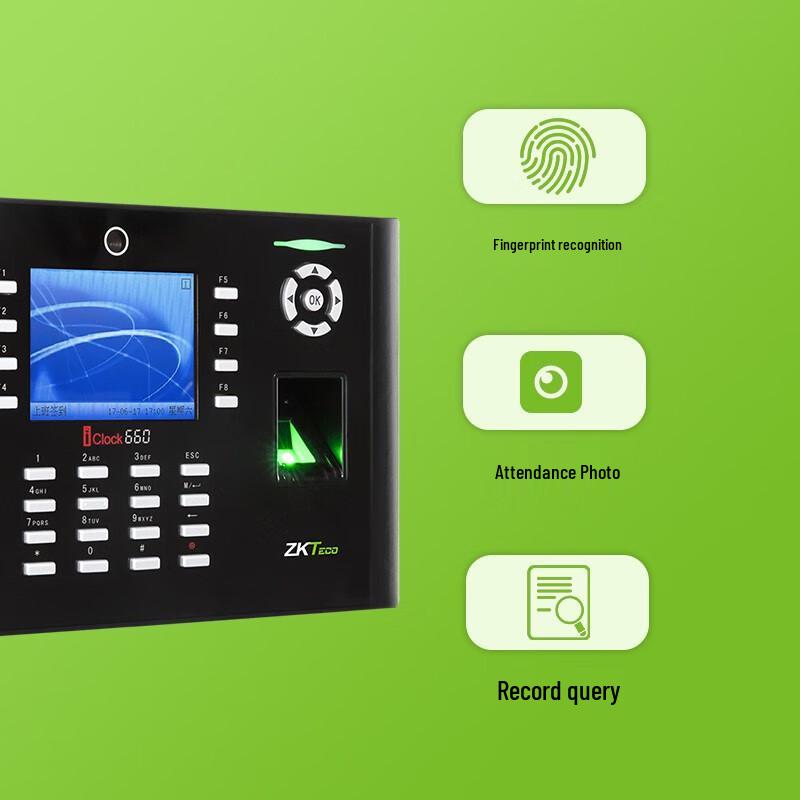 ZKTeco iClock660 Fingerprint Time Attendance Machine CN plug (adapter included)