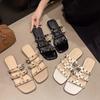 Rivet Sandals Women's Outer Wear 2025 New Summer Thick Heel Fashion Sandals Large Size Cool Slippers Women