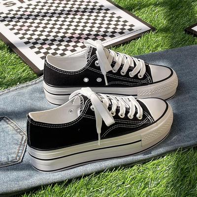 Увеличивающие рост парусиновые туфли женские на платформе красные новые туфли-борд 2025 маленькие белые туфли повседневные универсальные базовые простые