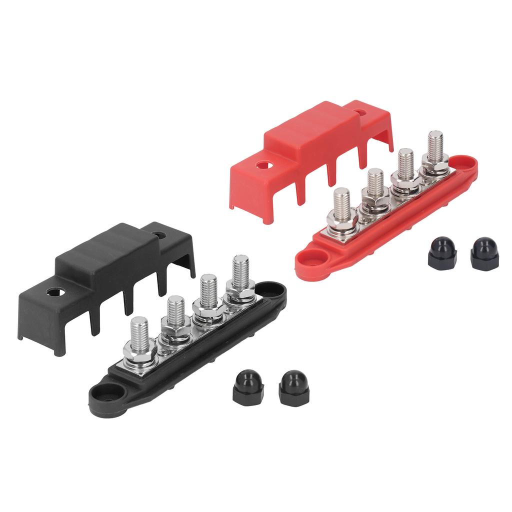2 шт. Клеммная колодка шины 48 В 250 А Сверхмощный модуль Распределение питания Коробка постоянного тока 4 позиции M10 для RV Морской Красный Черный