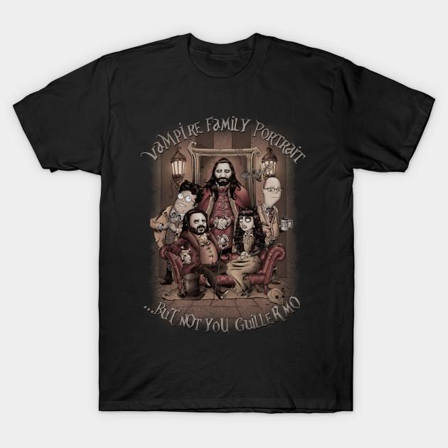 Men Black Print T-shirt Vampire Family Portrait No-Cut Transfer Paper Print Cotton Tshirt