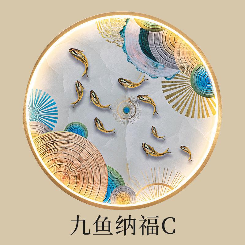 Настенный светильник в китайском стиле для гостиной, украшение со светом, хрустальная фарфоровая фреска, домашний декор, круглый светильник Zen Free Wiring Porch Light