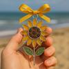 Подвеска из морского стекла «Подсолнух» Ручная работа Акриловый подсолнух Рождественское украшение для подвешивания на елку Деревенский винтажный ловец солнца для
