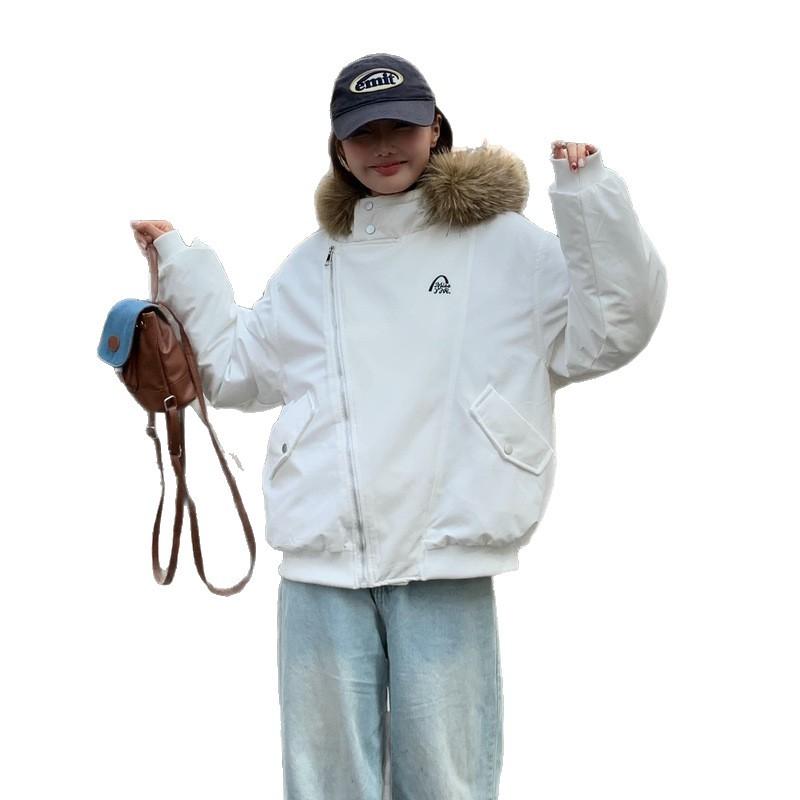 Winter thickened down cotton clothes women's American retro hooded big fur collar versatile fashion cotton-padded clothes women's jacket
