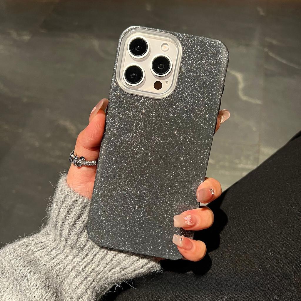 Однотонный чехол для телефона с блестками для iPhone 15 14 13 Pro Max, блестящая ударопрочная накладка