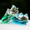 Mini Football Keyring 2Pcs Keychain Pendant, Acrylic Boot Design with Glitter Quicksand Spike Oil Flowing Stars, Transparent Material Stress