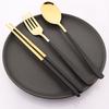 Набор столовых приборов из черного золота, 24 шт., вилка, ложка, палочки для еды, столовые приборы, зеркальная нержавеющая сталь, западная вечеринка, кухонная посуда
