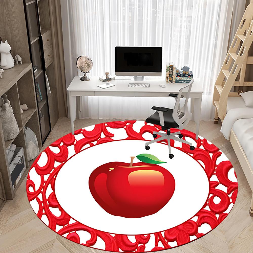 1pc Apple RedChair Carpet for Office, Indoor Non-Slip Washable Polyester Fiber Carpet, Mat For Office, Machine Washable