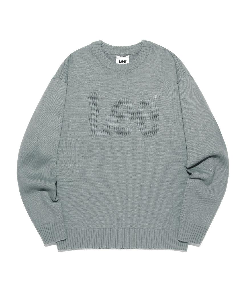 LEE Round Neck Tone-On-Tone Logo Knit Gray