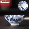 60ML Blue and White Porcelain Tea Cup Handmade Dragon Phoenix Fish Pavilion Chinese Kungfu Teacup Ceremony Teaware Master Cups