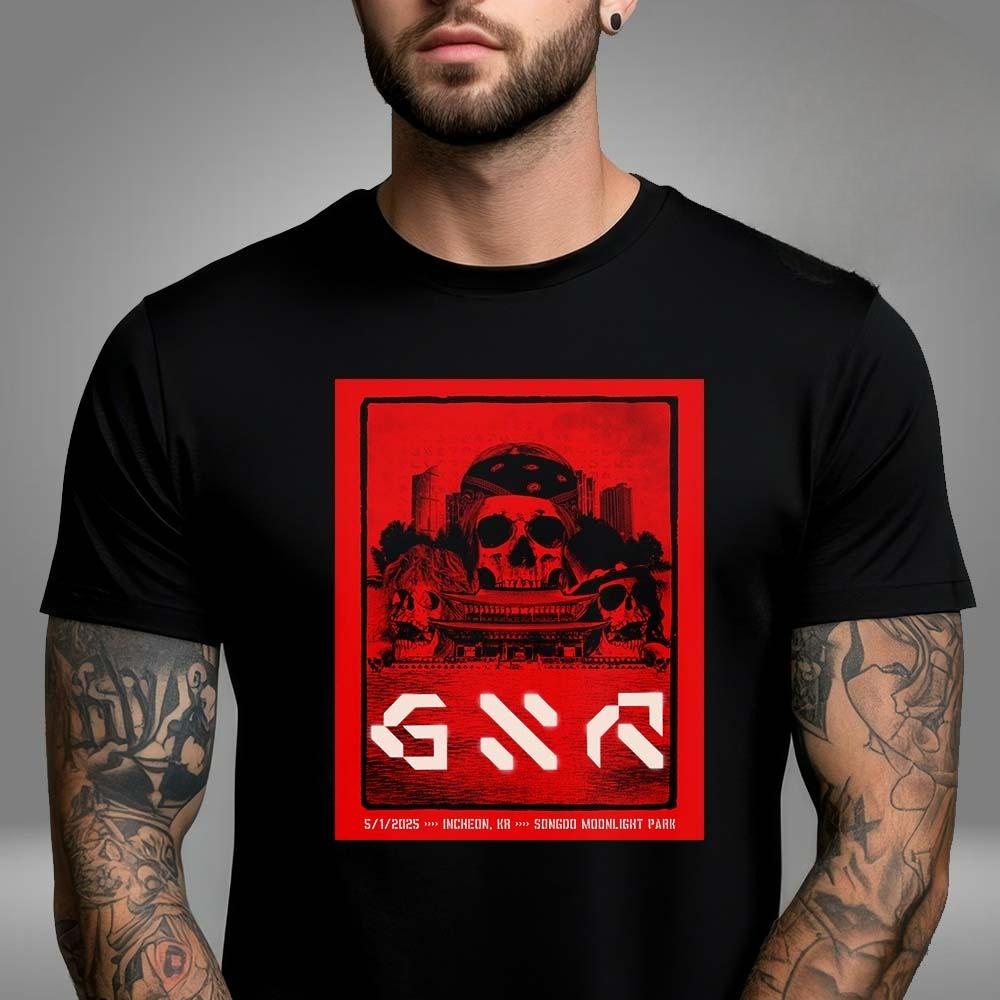 Новая распродажа Guns N Roses На стадионе Ференц Пушкаш в Будапеште, Венгрия, 15 июля 2025 г. Унисекс Футболка Высококачественная Роскошная