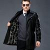 Зимняя новая стильная мужская ветровка средней длины из натуральной кожи, мужское деловое кожаное пальто плюс бархатная куртка из овчины, модная