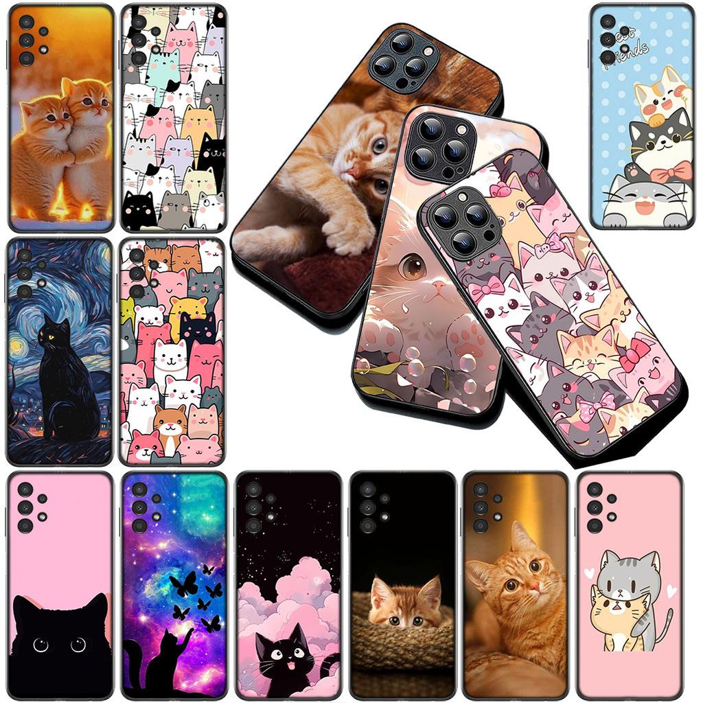 Soft Cover for Samsung Galaxy S20 S22 S21 FE Ultra Plus A07 A17 A15 A16 A25 A57 A37 Casing Phone Case Comics Cat Meow Lovely