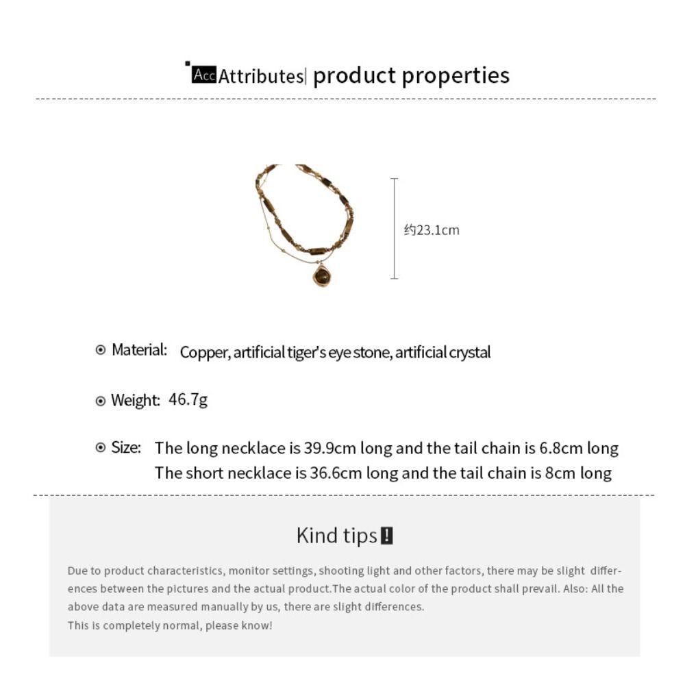 Light Luxury Collarbone Chain Senior Sense Sweater Chain Tiger's Eye Stone Beaded Necklace Winter