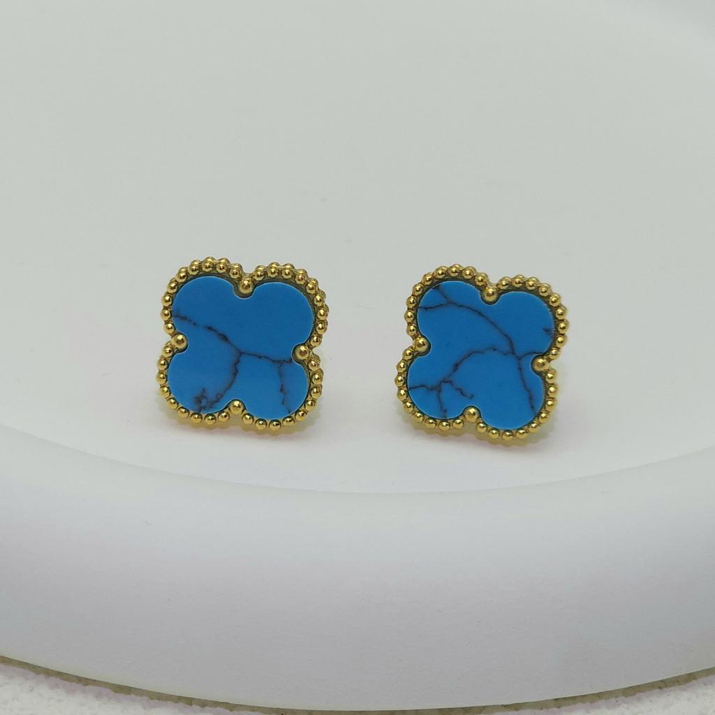 Высококачественная титановая сталь Натуральный перламутр Четырехлистный клевер Серьги для женщин 18K Модные Премиальные серьги