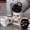 1PC 580ML 600ML Porcelain White Black Skull Coffee Cup Beer Mug Drinkware For Juice Milk Ceramic Soup Bowls Halloween Gift