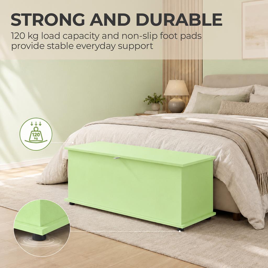 114L Large Storage Chest, Green Bench Trunk with Safety Hinge for Bedroom, Living Room & Entryway