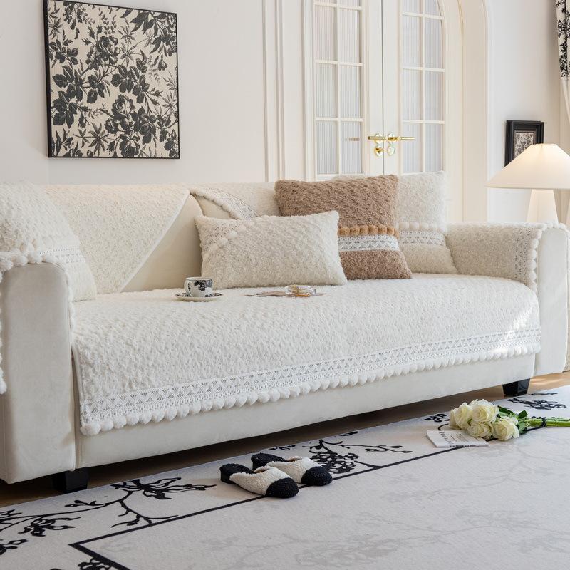 Cream Wind Plush Sofa Cushion, Universal In All Seasons, Non-Slip Seat Cushion, Light French All-Inclusive Leather, Sofa Cover, Towel Cover Cloth