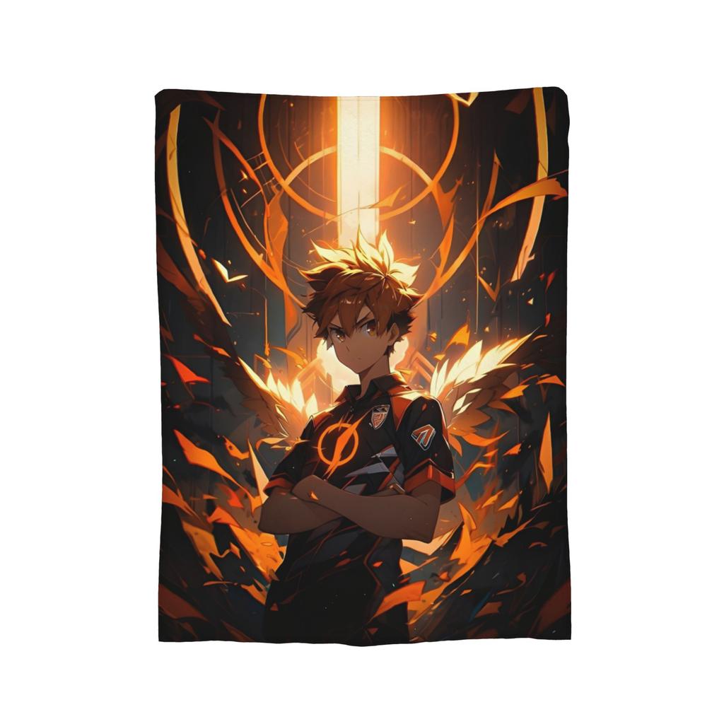 Haikyuu Japanese Anime Flannel Blankets Hinata Shoyo Customized Throw Blanket for Sofa Bedding Lounge 125*100cm Quilt,