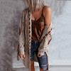 Vintage Women Oversized Hooded Long Cardigan Knitted Sweater Jumper Sweaters Knitted Plaid Casual Brown Coat Jersey Mujer Jacket