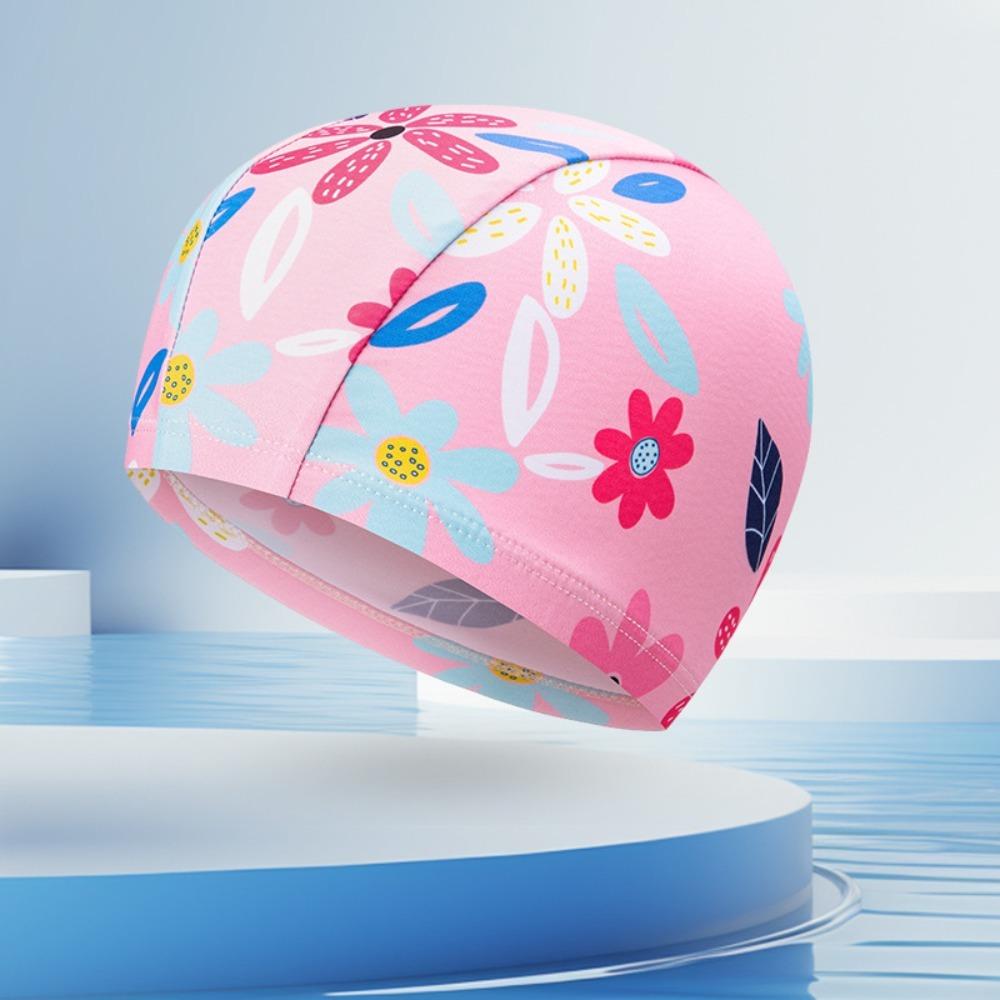 High Elasticity Swimming Hat Cartoon Print Kids Swim Cap Comfortable Swim Cap Girls