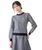 Mishmash Feminine Knit Sweater with Long Sleeves and Simple Houndstooth Women's Brooch, Pattern, Black/White