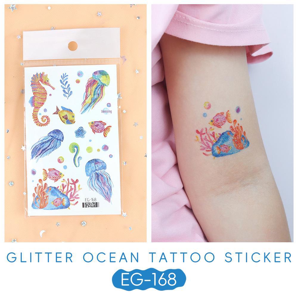2023 Ruikalong водонепроницаемые блестящие морские животные мультфильм татуировки наклейки для детей