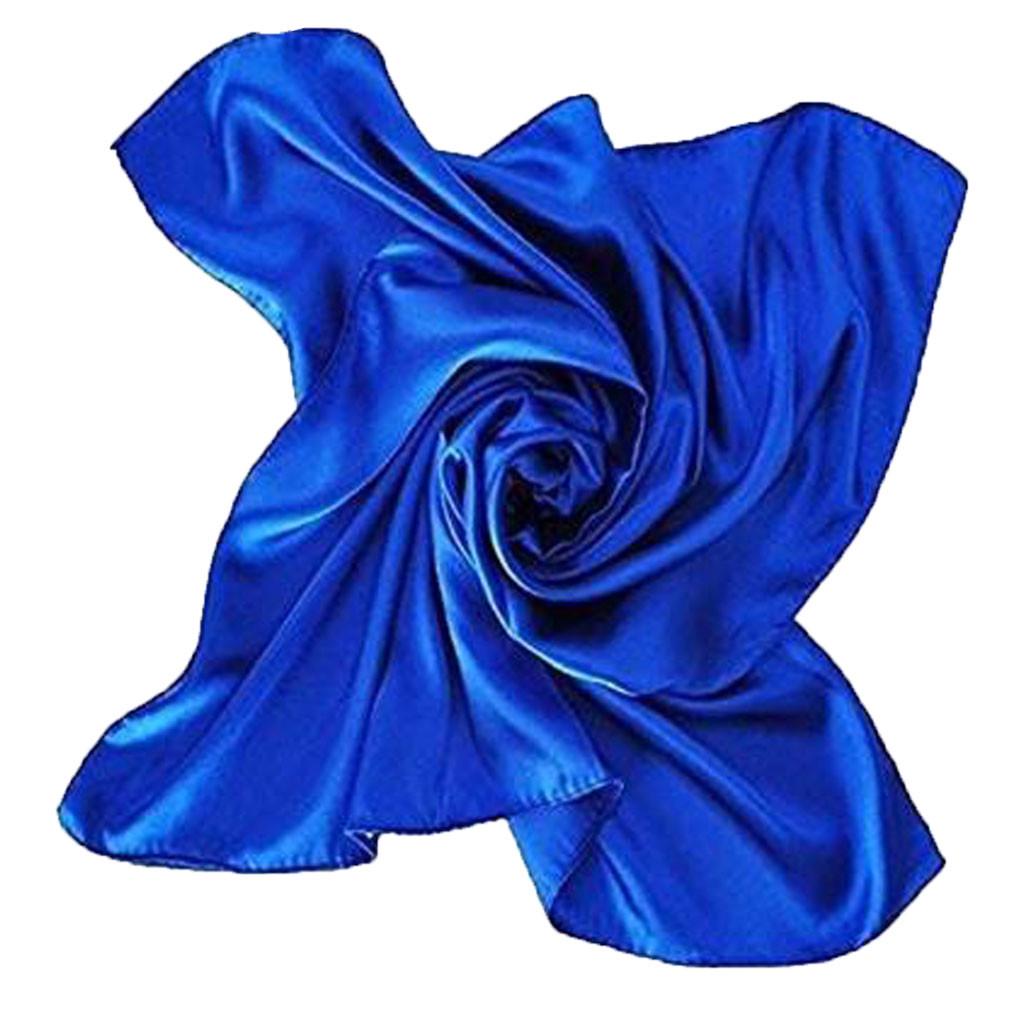 Атласный шелковый большой квадратный простой шарф на шею размером 90x90 см в морском стиле, 24 цвета