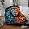1pc Lion Tiger Print Blanket   Lightweight Flannel Throw Blanket For Sofa, Bed, Living Room, Office, Outdoor Travel, Camping