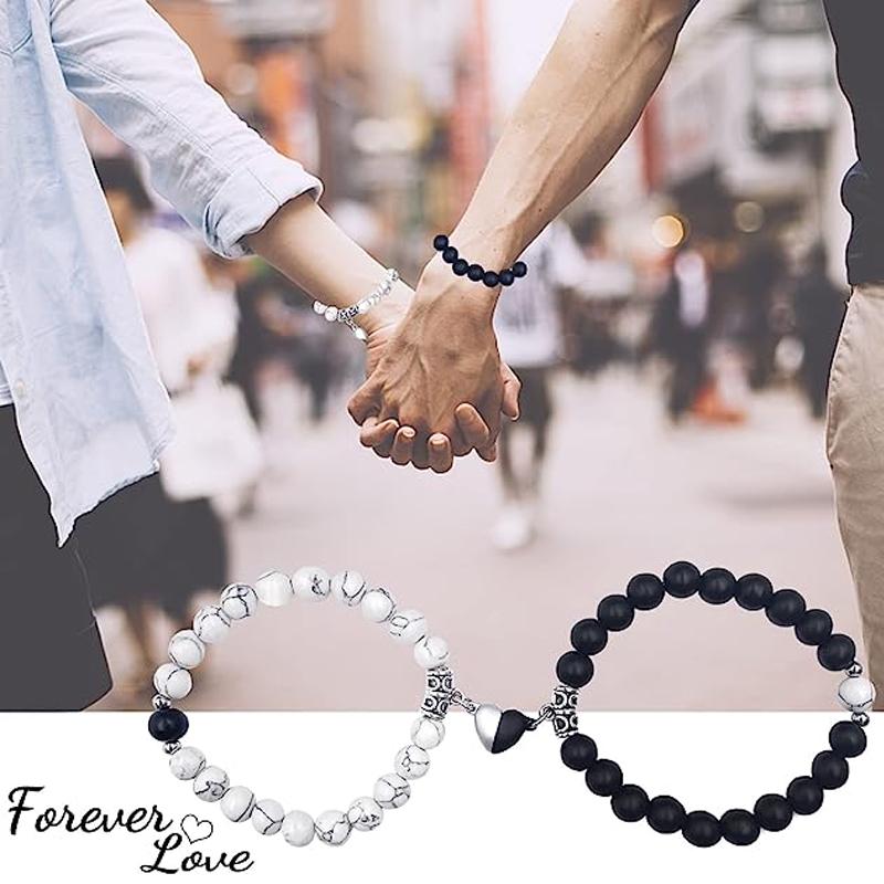 Магнитные браслеты для пар, 2 шт. одинаковые браслеты взаимного притяжения, ювелирные изделия из камня, бисера, подарок для парня, подруги, любовника, его лучшего друга