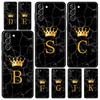 Crown Letter A To Z Phone Case For Samsung Galaxy S24 S23 Ultra S22 S21 S20 FE 5G S10 S10E S9 Plus S8 Soft Silicone Black Cover