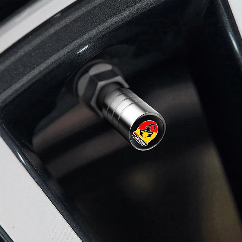 4Pcs Car Tire Valve Stems Cap Aluminum Wheel Stem Air Caps For Abarth 695 595 500 124 500 C Punto 125 500 595 695 Accessories
