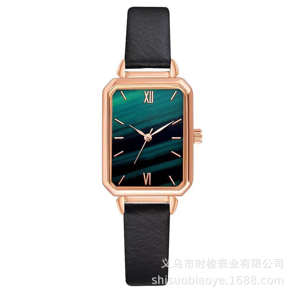 Лучшие брендовые женские часы, модные прямоугольные женские кварцевые часы с зеленым циферблатом, простые роскошные подарочные часы