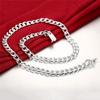 Jewelry Men 'S Necklace Silver -Plated 10mm Square Buckle Side Necklace Fashion Trend Chain